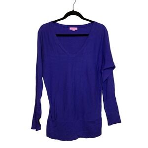 Lilly Pulitzer Royal Blue Top Long Sleeve US L Silk Blend Soft Trendy Sweater